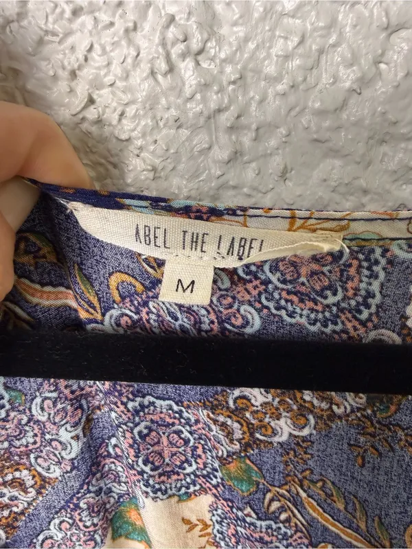 Abel the label V-Neck Floral Patchwork Maxi Dress in Navy and Cream - Image 4