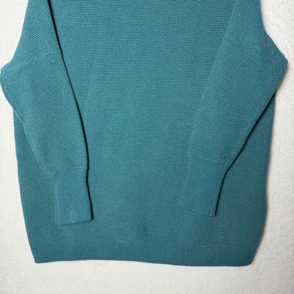 Free People Teal Blue Ottoman Slouchy Tunic Cowl Neck Ribbed Sweater Size S - Image 5