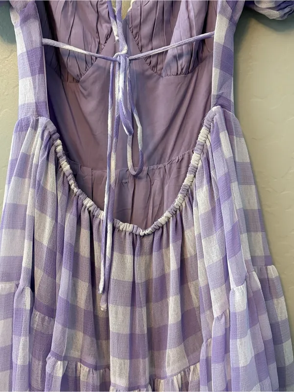 Princess Polly danny mini dress in lilac white gingham size 4 - Image 14