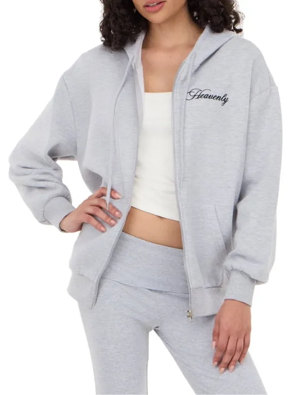Forever 21 Sequin Angel Wings Grey Hooded Jacket - Image 5