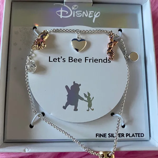 NWT Disney's Winnie the Pooh Fine Silver Plated Cubic Zirconia Charm Bracelet - Image 3