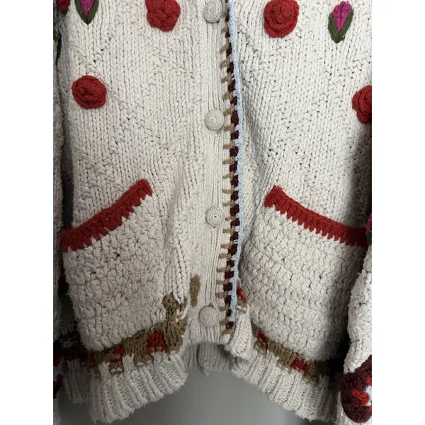 Free people Rosebud Cardigan Ivory Combo Women's Size Medium/Large - Image 14