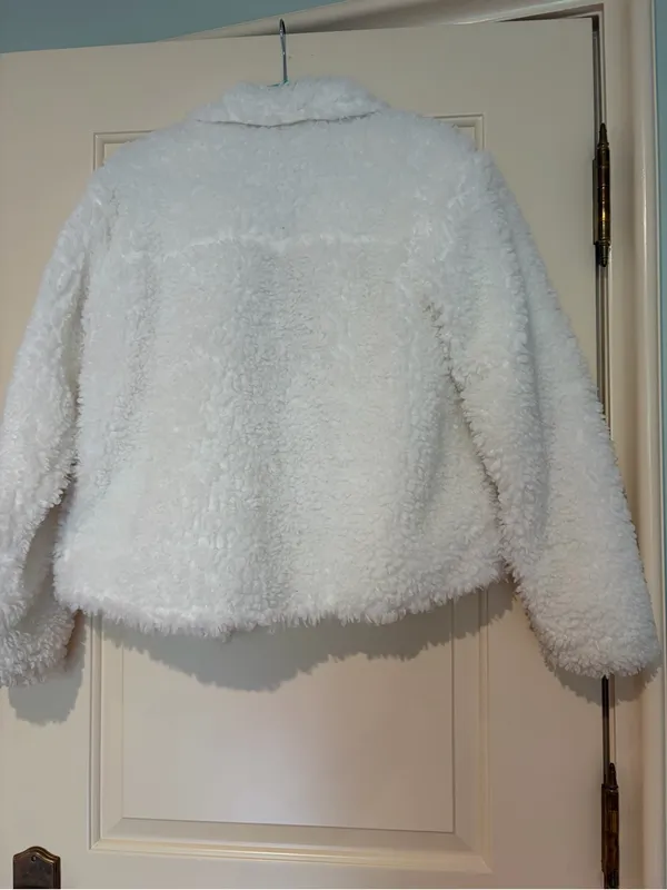 Studio White Fuzzy Shacket Size M Size M - Image 2
