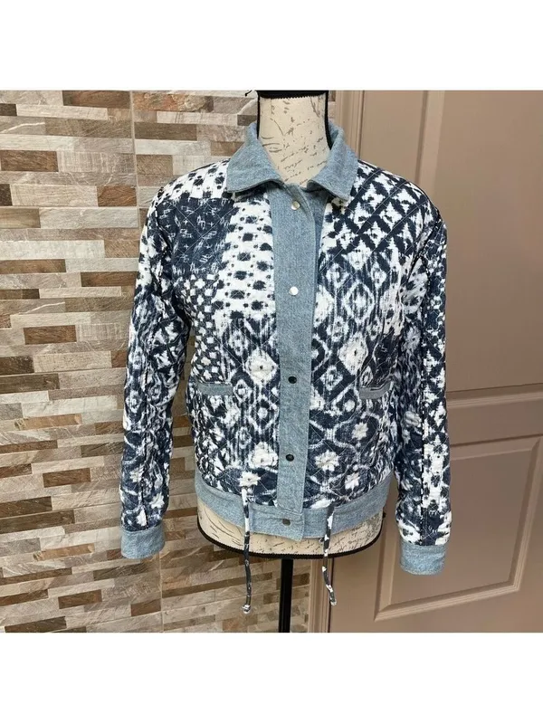 BLANK NYC Anthropologie Reversible Patchwork Denim cotton Jean Jacket XS fits M - Image 6