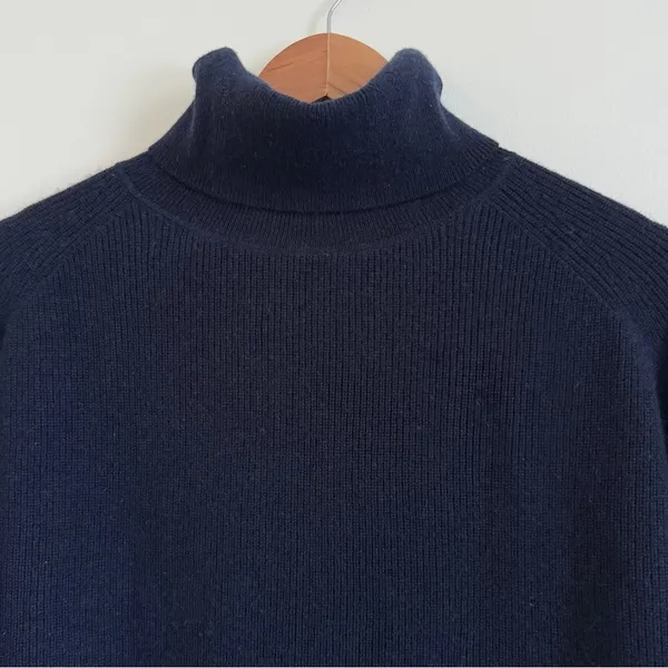 MM LaFleur Cashmere Arbus Sweater Size Small Navy Blue Turtleneck - Image 2
