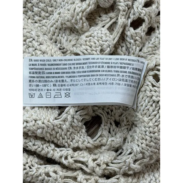 Hollister Cardigan Womens S Cream Crochet Open Knit Fringe Boho Cotton Duster - Image 6