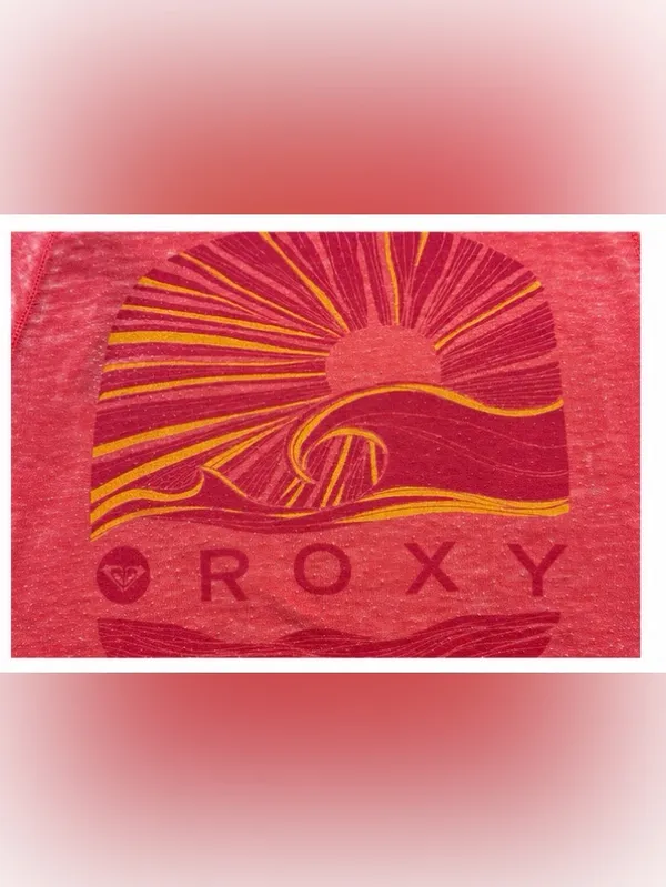 Roxy Size Large Red Burnout Graphic Sweatshirt Wide Neck Surf Beach Pullover - Image 4