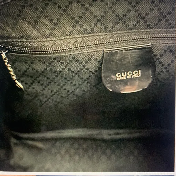 GUCCI Vintage Bamboo Patent Leather/Canvas Backpack Black with Dust Bag - Image 3