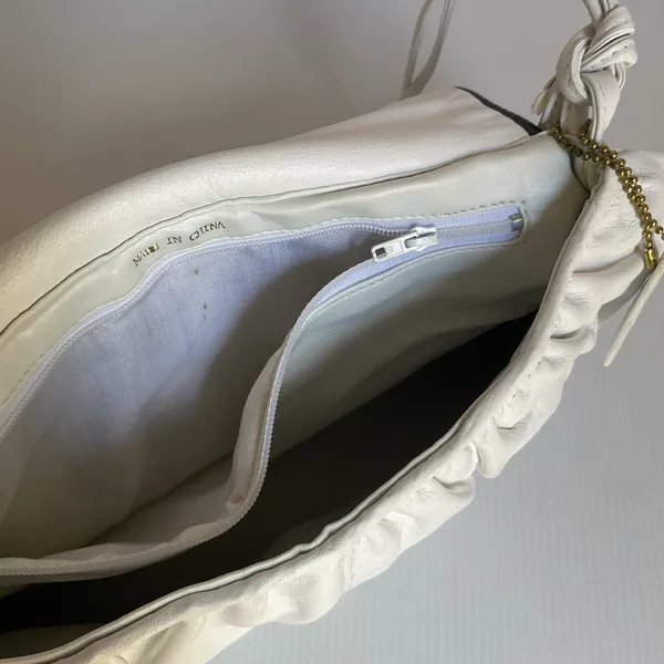 Vintage Aspects White Faux Leather Shoulder Bag Ruched Flap Y2K 90s Style - Image 13