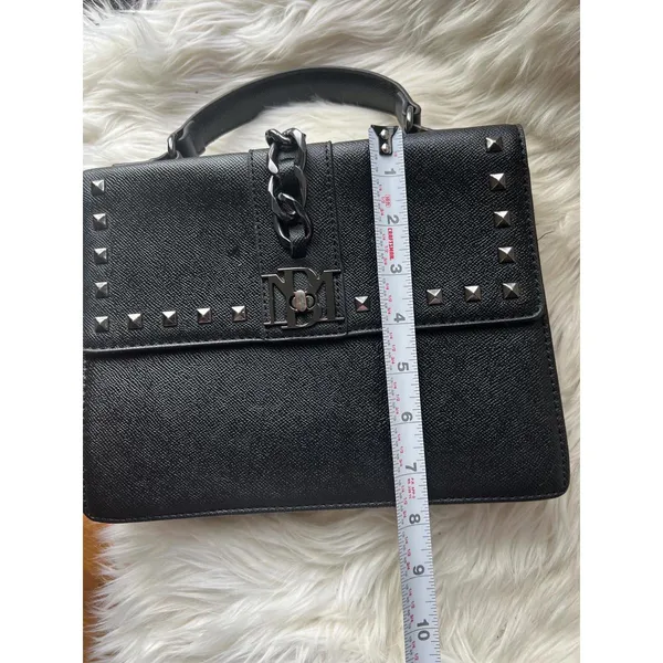 Badgley Mischka Black Leather Studded Satchel - Image 5