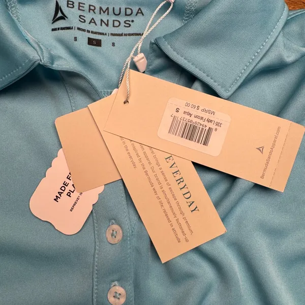 Bermuda Sands Womens‎ Aqua Blue Repreve Wick Away Polo Shirt Size S - Image 3