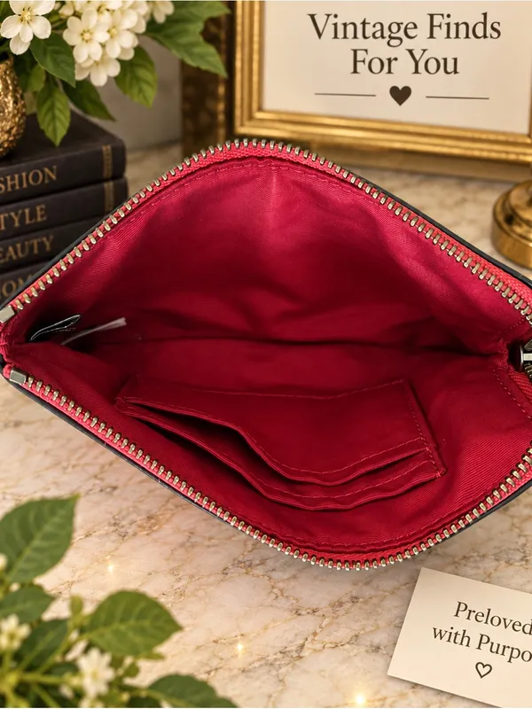 Coach Red Leather Wristlet with Logo - Image 4