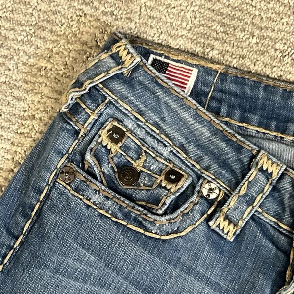 True Religion Billy Super T Jeans Womens 24 Straight Low Rise Actual 26x32 USA - Image 3
