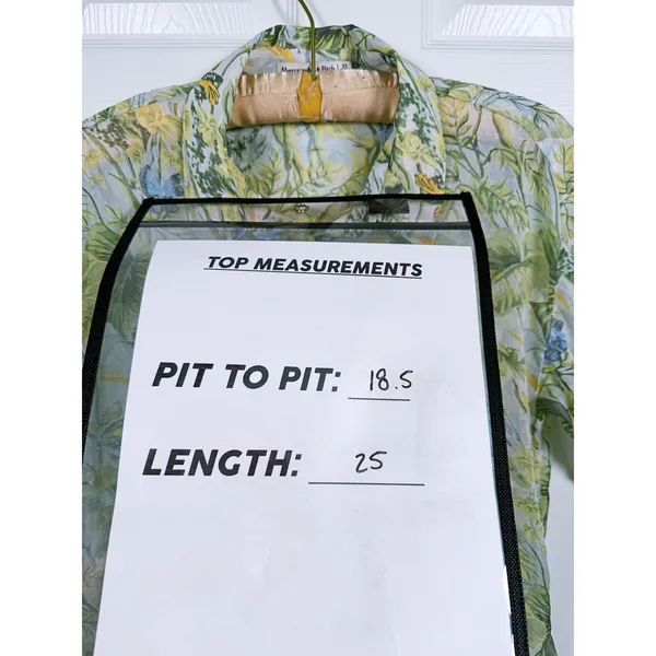 Abercrombie Womens Sheer Floral Button Up Shirt Size XS Green Resort Tropical - Image 8