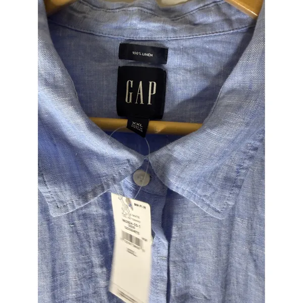 Gap blue collar oversized button down linen‎ shirt size XXL NWT - Image 3