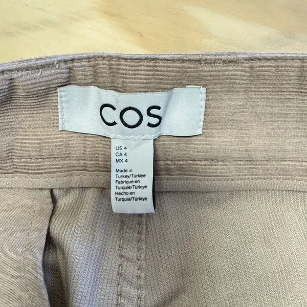 COS Women's Straight Leg Corduroy Chino Pants Slim Fit Tapered‎ Leg Sz 4 Beige - Image 6