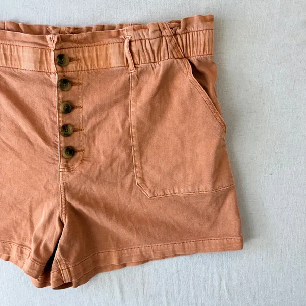 American Eagle Mom Shorts Womens 18 Orange Button Fly High Waisted Stretch Twill - Image 4