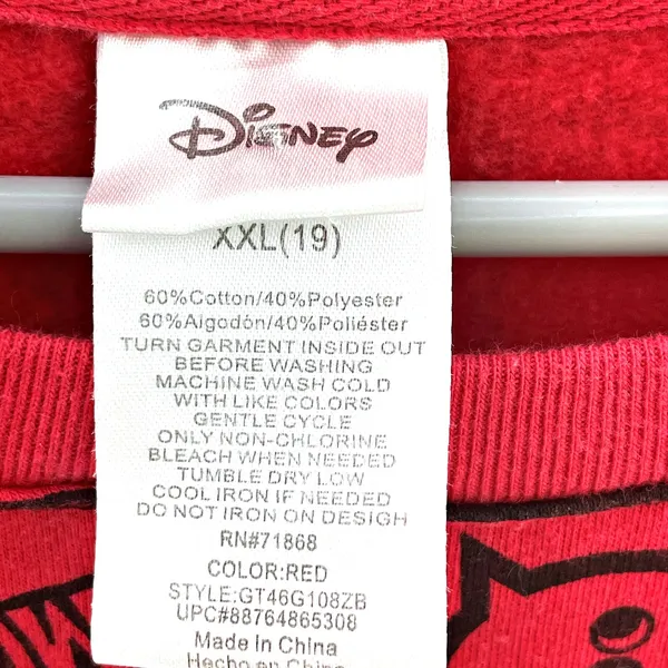 Disney Mickey Mouse Jr's Black Red Sweatshirt XXL 2XL Thought Bubbles Y2K - Image 4