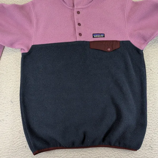 Patagonia Synchilla Lightweight Snap-T Pullover Pink Navy 25455 Womens Small - Image 9