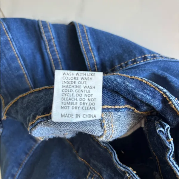 Women’s High Waisted Denim Jeans Size L Button Front Bootcut Blue - Image 13