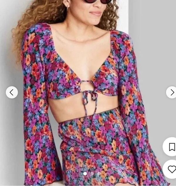 Cropped Floral Top - Image 2