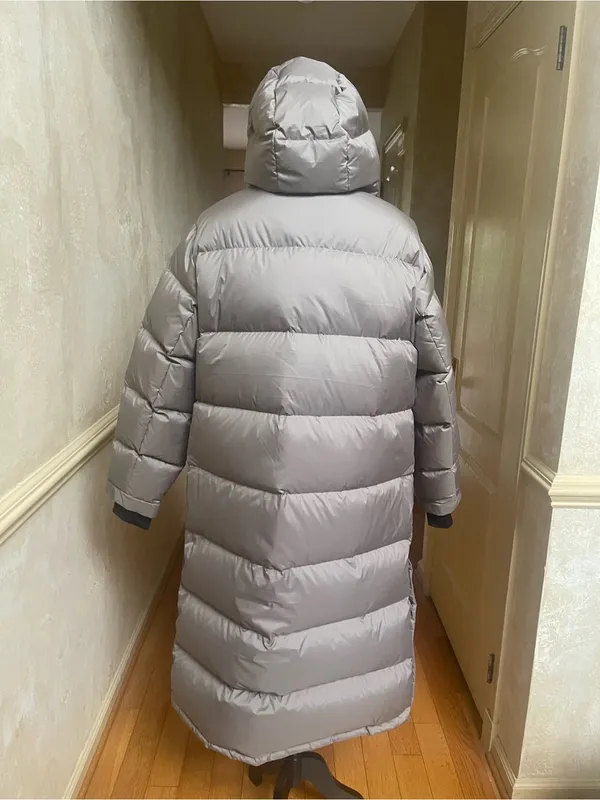 QUINCE Responsible Down Long Puffer Jacket Stone Taupe Color Sz Large - Image 8