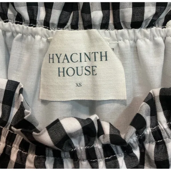 Hyacinth House‎ Donna Gingham Tiered Mini Dress Black White Ric-Rac XS - Image 4