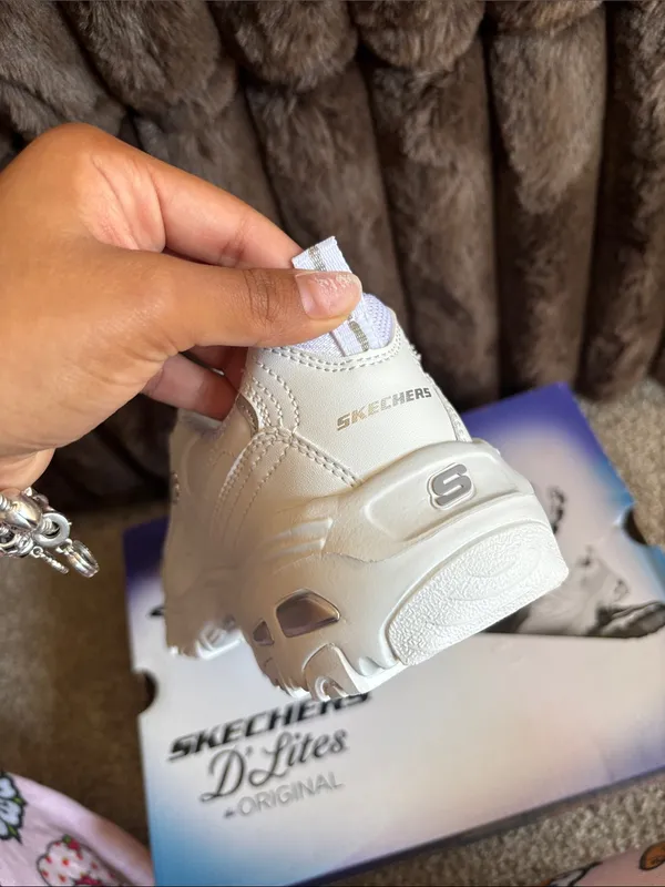 Skechers White Platform D'Lites Lace-Up Sneakers - Image 5