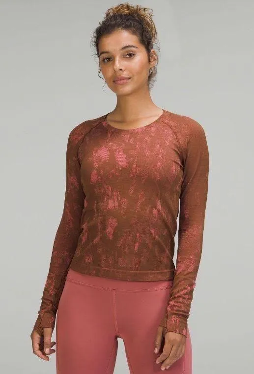 Lululemon Roasted Brown / Brier Rose Swiftly Tech Long Sleeve Shirt Size 2 - Image 5