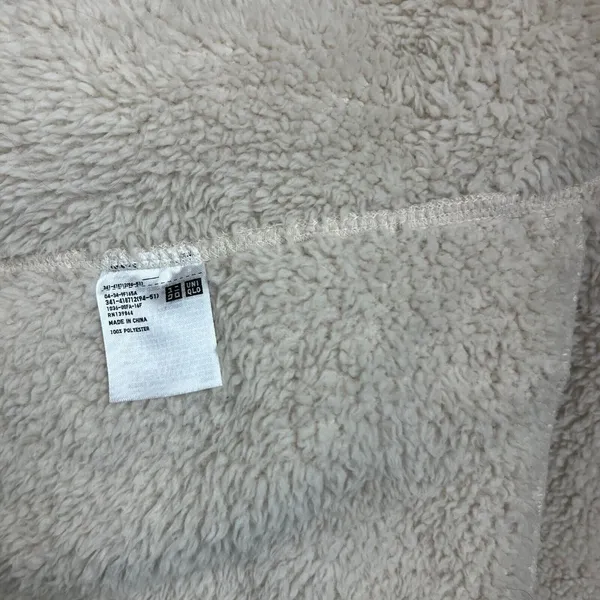 Uniqlo Fleece Sherpa Jacket Womens Medium Cream High Neck Full Zip‎ Front Cozy M - Image 11