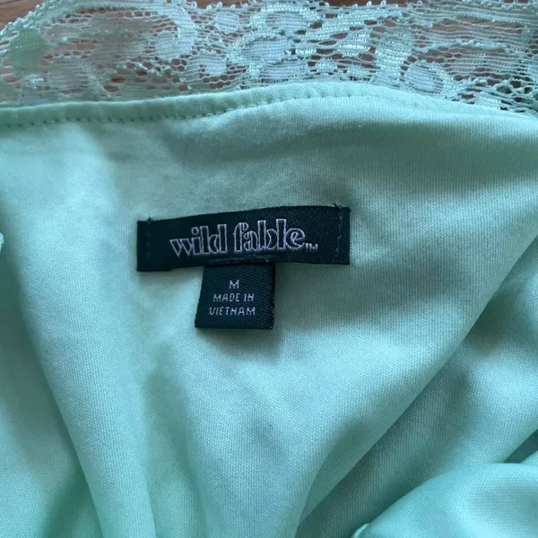 Wild Fable Floral Lace Cami Babydoll Slip Dress Medium Green Floral Coquette Cottagecore - Image 7