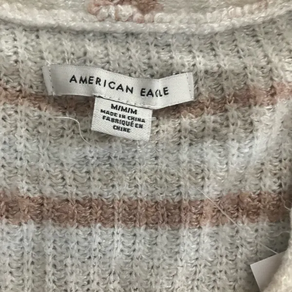 American Eagle Womens cream striped boxy cropped cardigan - Image 7