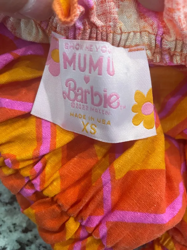 Show me Your Mumu x Barbie Mini dress Sz XS Hot pink /Orange - Image 6