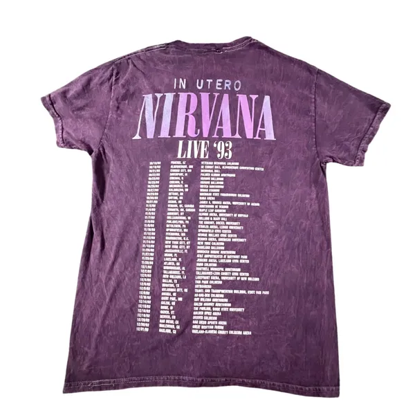 Nirvana T-Shirt Women M Purple In‎ Utero Live 93 Tour Graphic Mineral Wash Tee - Image 4