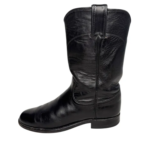 Justin Black Leather Western Boots Size 5.5 - Image 5