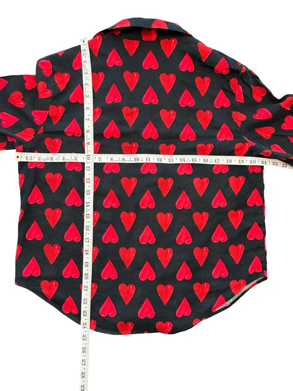 Victoria’s Secret Black Red Heart pattern Button Up cozy Flannel pajama Set SM - Image 8