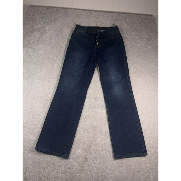 judy blue straight leg jeans button fly jeans 11/30 high rise dark wash - Image 3