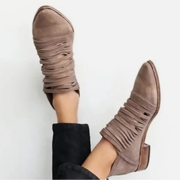 EUC Free People Leather Lost Valley Strappy Booties Size 7.5 - Image 2