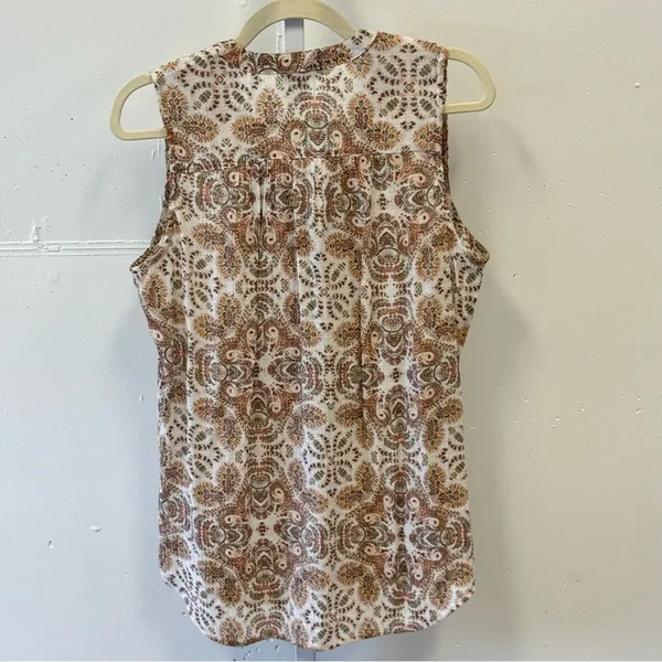 Artesia Boutique Sleeveless Boho Paisley Sleeveless Top Brown and Cream Medium‎ - Image 2