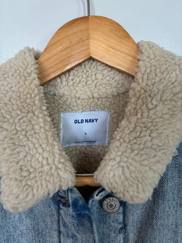 Old Navy Denim Jacket with Cream Sherpa Collar - Image 2
