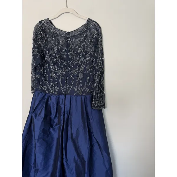 Pisarro Nights Beaded Illusion Neck Taffeta Cocktail Dress 14 Missing Belt NEW - Image 5