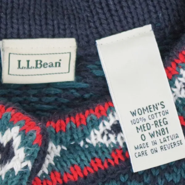 LL Bean Nordic Cotton Cardigan Sweater Medium - Image 2