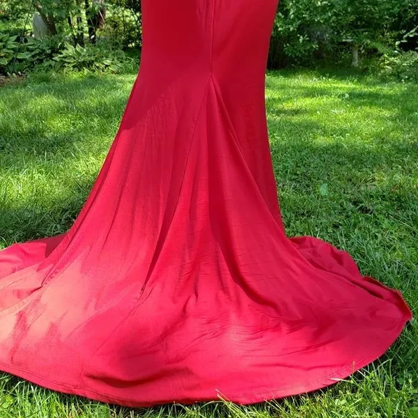 CQ by CQ size medium M Red Mermaid Prom Dress Lace Mesh floral bodice - Image 8