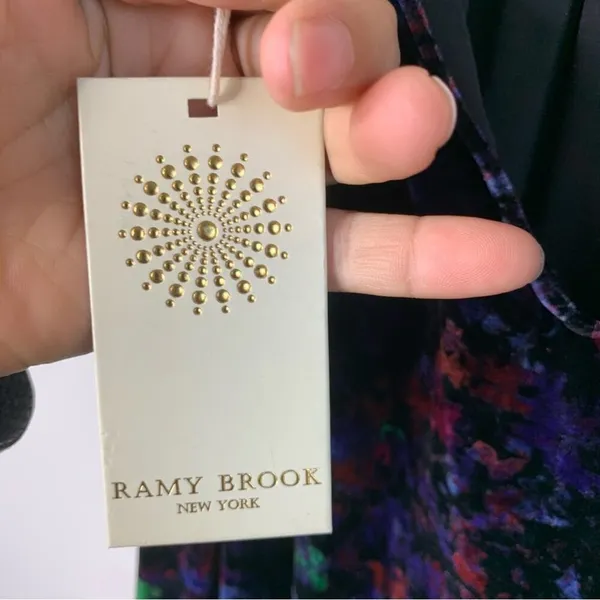 Ramy Brook silk velvet velour floral‎ Dolores halter mini dress size 14 party - Image 10