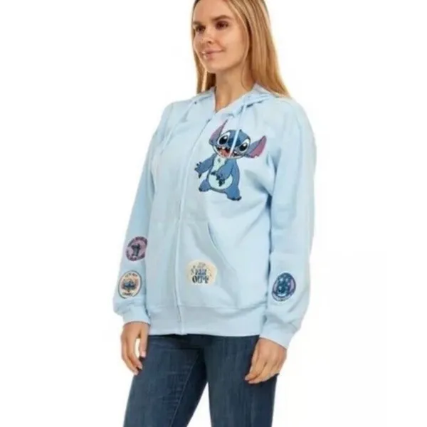 Disney Lilo & Stitch Hoodie Full Zip Sweatshirt Women's‎ XS Blue Freeze Casual - Image 2