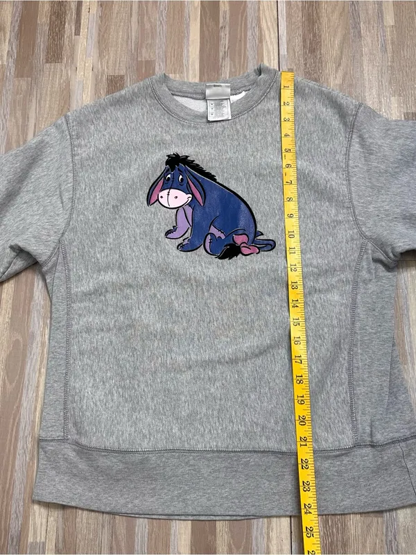 90's Vintage Disney Store Gray Crewneck Sweater with Eeyore Graphic Size Medium - Image 8