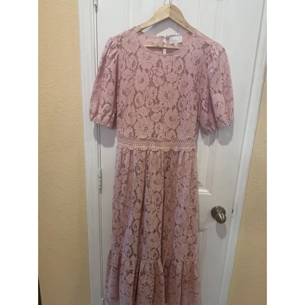 Fleur de Lis Lace Midi Dress BY SUGARLIPS MAUVE COLOR SIZE M - Image 13