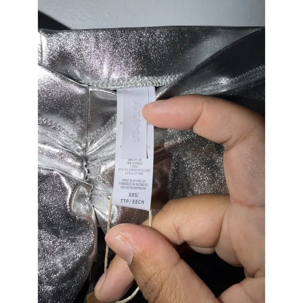 NWT SKIMS Metallic Swim V Waist Pant Size XXS Nickel 1 - Image 3
