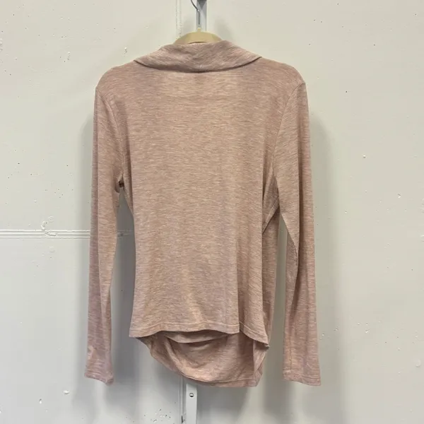 Ann Taylor Nude Pink Heathered Draped Shawl Neck Faux Wrap Top Sweater Large - Image 2