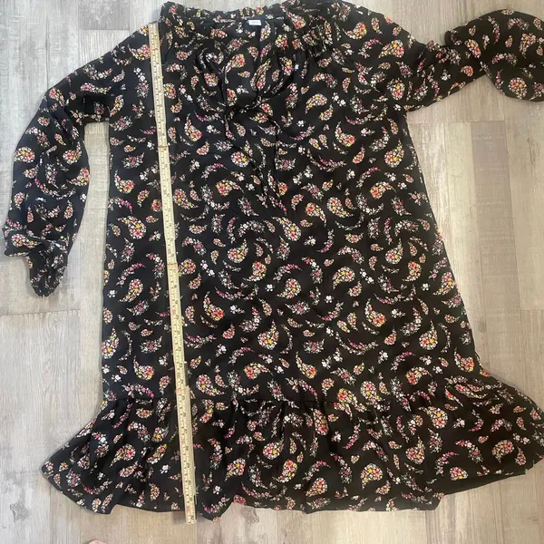 Old Navy Womens Top Dress Medium Black Floral Paisley Ruffle Long Sleeve - Image 6